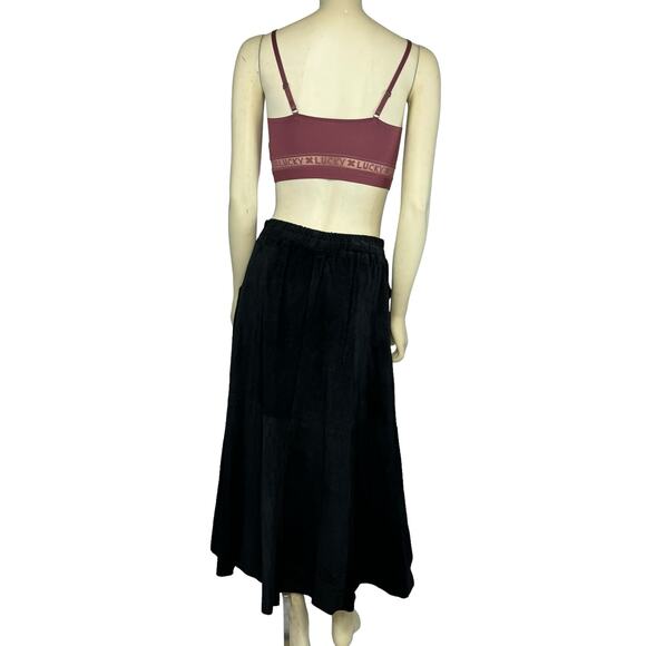 Vintage Saks Fifth Avenue Patchwork Suede Skirt elastic waistband size large - Picture 7 of 14
